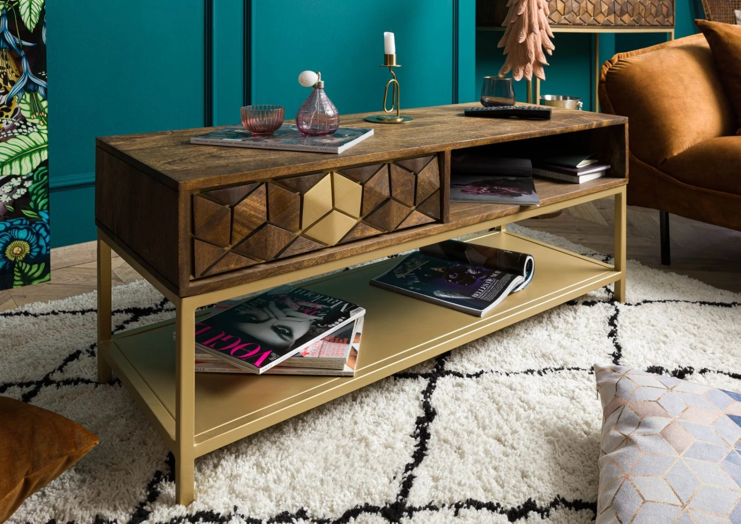 Table Basse 110x40 Manguier Huilé Brun DIAMOND #200 3 Table Basse 110x40 Manguier Huilé Brun DIAMOND #200 – Image 3