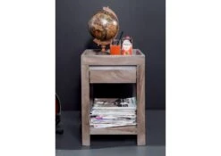 Table D'appoint 40x40 Palissandre Laqué Smoked Oak SYDNEY #236 -Massivmoebel24 09 100 778 0136 3