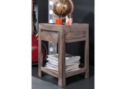 Table D'appoint 40x40 Palissandre Laqué Smoked Oak SYDNEY #236 -Massivmoebel24 09 100 778 0136 4