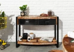 Console 105x35 Bois De Récupération Laqué Multicolore INDUSTRIAL #08 -Massivmoebel24 09 100 811 0008 3