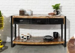 Console 135x35 Bois De Récupération Laqué Multicolore INDUSTRIAL #42 -Massivmoebel24 09 100 811 0039 3