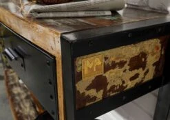 Console 135x35 Bois De Récupération Laqué Multicolore INDUSTRIAL #42 -Massivmoebel24 09 100 811 0039 6