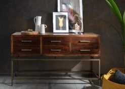 Console 152x46 Manguier Laqué Brun STILMÖBEL #107 -Massivmoebel24 09 100 823 0007 3