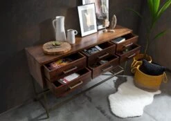 Console 152x46 Manguier Laqué Brun STILMÖBEL #107 -Massivmoebel24 09 100 823 0007 4