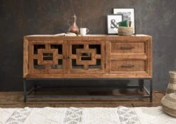 Console 155x47 Acacia Laqué Brun STILMÖBEL #112 -Massivmoebel24 09 100 823 0012 3