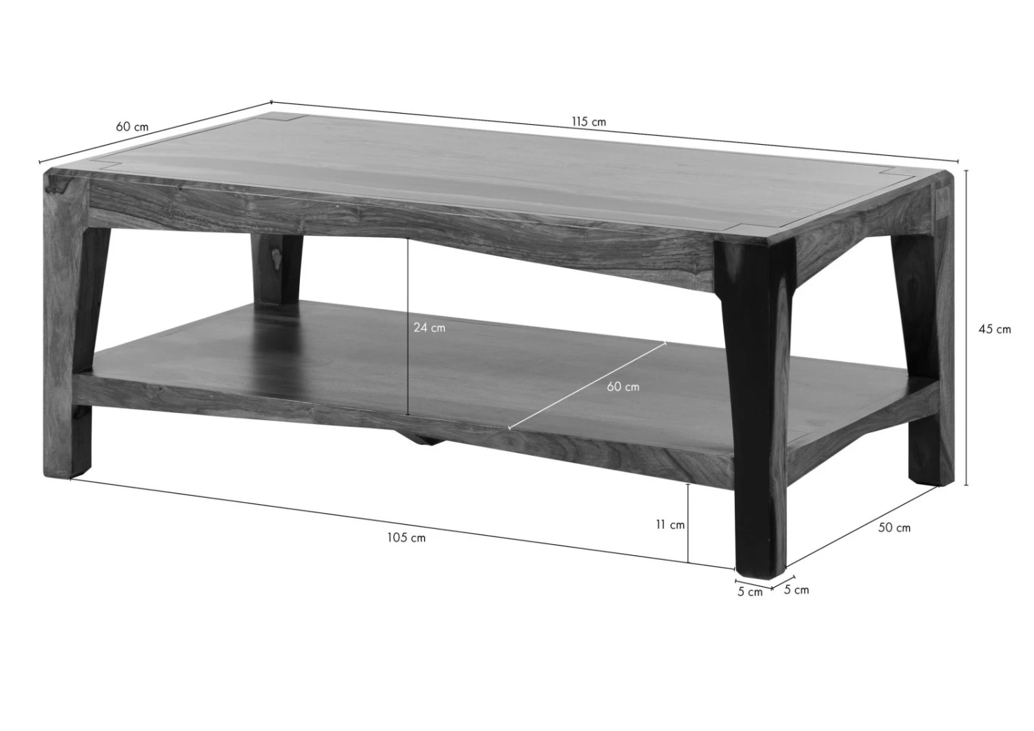 ANCONA #201 Table Basse En Bois De Sheesham - Laqué / Brun Foncé 115x60x45 8 ANCONA #201 Table Basse En Bois De Sheesham - Laqué / Brun Foncé 115x60x45 – Image 8