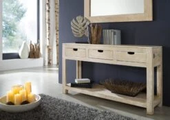 Console 140x40 Acacia Blanchi Blanc NATURE WHITE #90