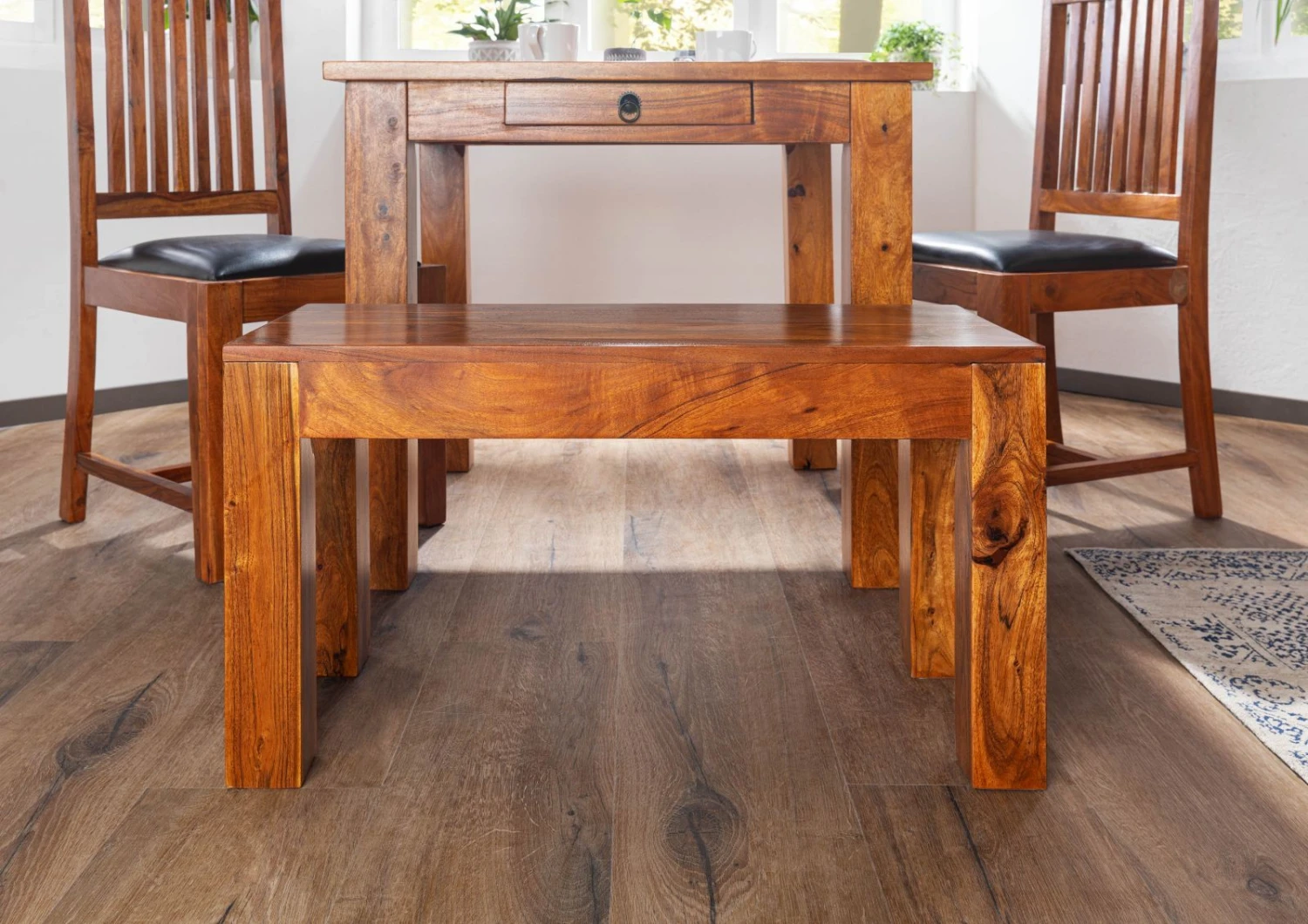 Banc 80x35 Acacia Laqué Miel OXFORD #11 3 Banc 80x35 Acacia Laqué Miel OXFORD #11 – Image 3