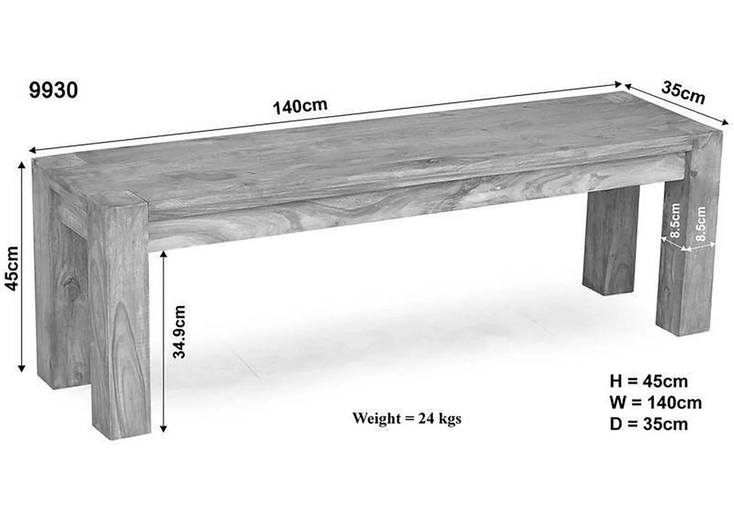 Banc 140x35 Palissandre Huilé Gris Taupe NATURE GREY #130 4 Banc 140x35 Palissandre Huilé Gris Taupe NATURE GREY #130 – Image 4