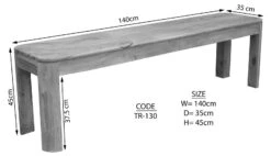 Banc 140x35 Palissandre Teinté Smoked Cherry TORONTO #130 -Massivmoebel24 09 124 665 0031 8