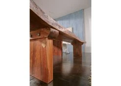 Banc 155x38 Acacia Laqué Noisette FREEFORM #106 -Massivmoebel24 09 125 814 0106 3 1