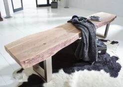 Banc 155x38 Acacia Laqué Natural Stone FREEFORM #132 7 Banc 155x38 Acacia Laqué Natural Stone FREEFORM #132 -Massivmoebel24 09 125 814 0132 3 1