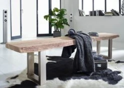 Banc 155x38 Acacia Laqué Natural Stone FREEFORM #132 8 Banc 155x38 Acacia Laqué Natural Stone FREEFORM #132 -Massivmoebel24 09 125 814 0132 4 1