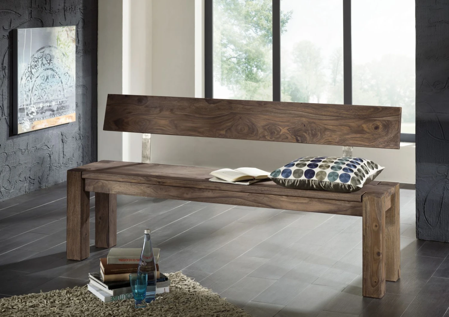 Banc Avec Dossier 180x35 Palissandre Huilé Gris Taupe NATURE GREY #702 2 Banc Avec Dossier 180x35 Palissandre Huilé Gris Taupe NATURE GREY #702 – Image 2