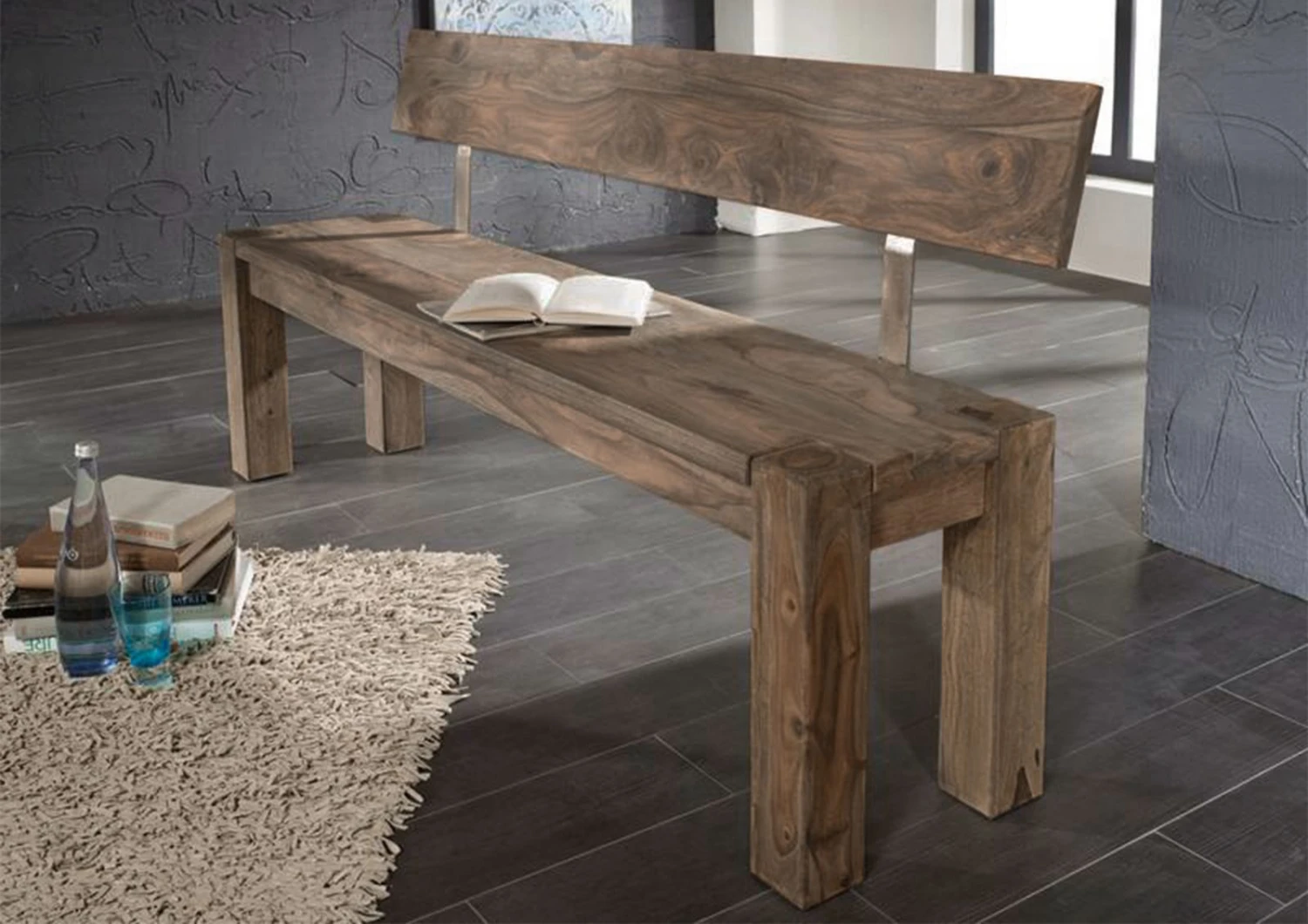 Banc Avec Dossier 180x35 Palissandre Huilé Gris Taupe NATURE GREY #702 6 Banc Avec Dossier 180x35 Palissandre Huilé Gris Taupe NATURE GREY #702 – Image 6