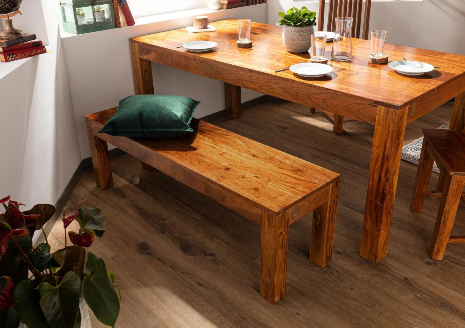 Banc 160x40 Acacia Laqué Miel OXFORD #15 2 Banc 160x40 Acacia Laqué Miel OXFORD #15 – Image 2