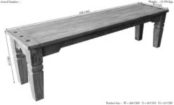 Banc 160x40 Palissandre Huilé Gris Taupe LEEDS #55 -Massivmoebel24 09 126 750 0794 8