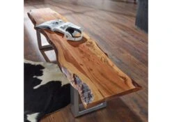 Banc 200x38 Acacia Laqué Noisette FREEFORM #07 -Massivmoebel24 09 126 819 0005 3 2