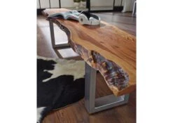 Banc 180x38 Acacia Laqué Noisette FREEFORM #06 -Massivmoebel24 09 126 819 0005 4 1