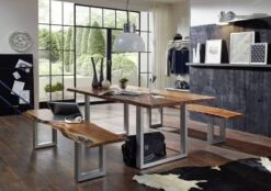 Banc 200x38 Acacia Laqué Noisette FREEFORM #07 -Massivmoebel24 09 126 819 0005 5