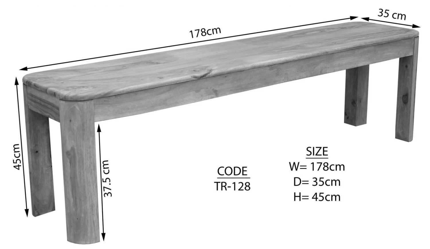 Banc 178x35 Palissandre Teinté Smoked Cherry TORONTO #128 4 Banc 178x35 Palissandre Teinté Smoked Cherry TORONTO #128 – Image 4