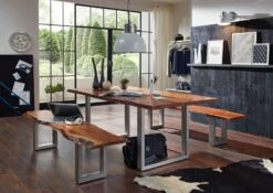 Banc 180x38 Acacia Laqué Noisette FREEFORM #06 -Massivmoebel24 09 128 819 0006 5 1