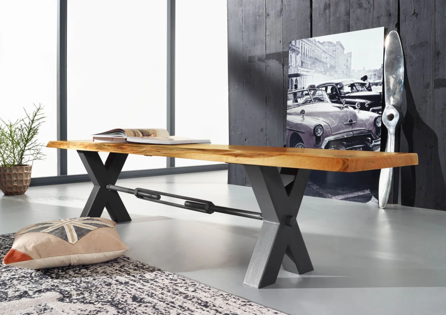 Banc 180x38 Acacia Laqué Bois Naturel IRON LABEL #131 4 Banc 180x38 Acacia Laqué Bois Naturel IRON LABEL #131 – Image 4