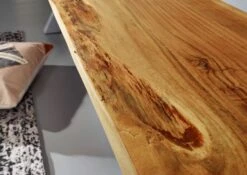 Banc 240x38cm - Bois D'acacia Laqué (Bois Naturel/Gris) - IRON LABEL #139 -Massivmoebel24 09 128 820 0036 5 1