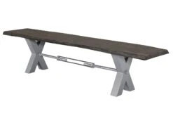 Banc 180x38 Acacia Laqué Gris Taupe IRON LABEL #141 -Massivmoebel24 09 128 820 0041 10