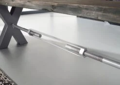 Banc 180x38 Acacia Laqué Gris Taupe IRON LABEL #141 -Massivmoebel24 09 128 820 0041 5