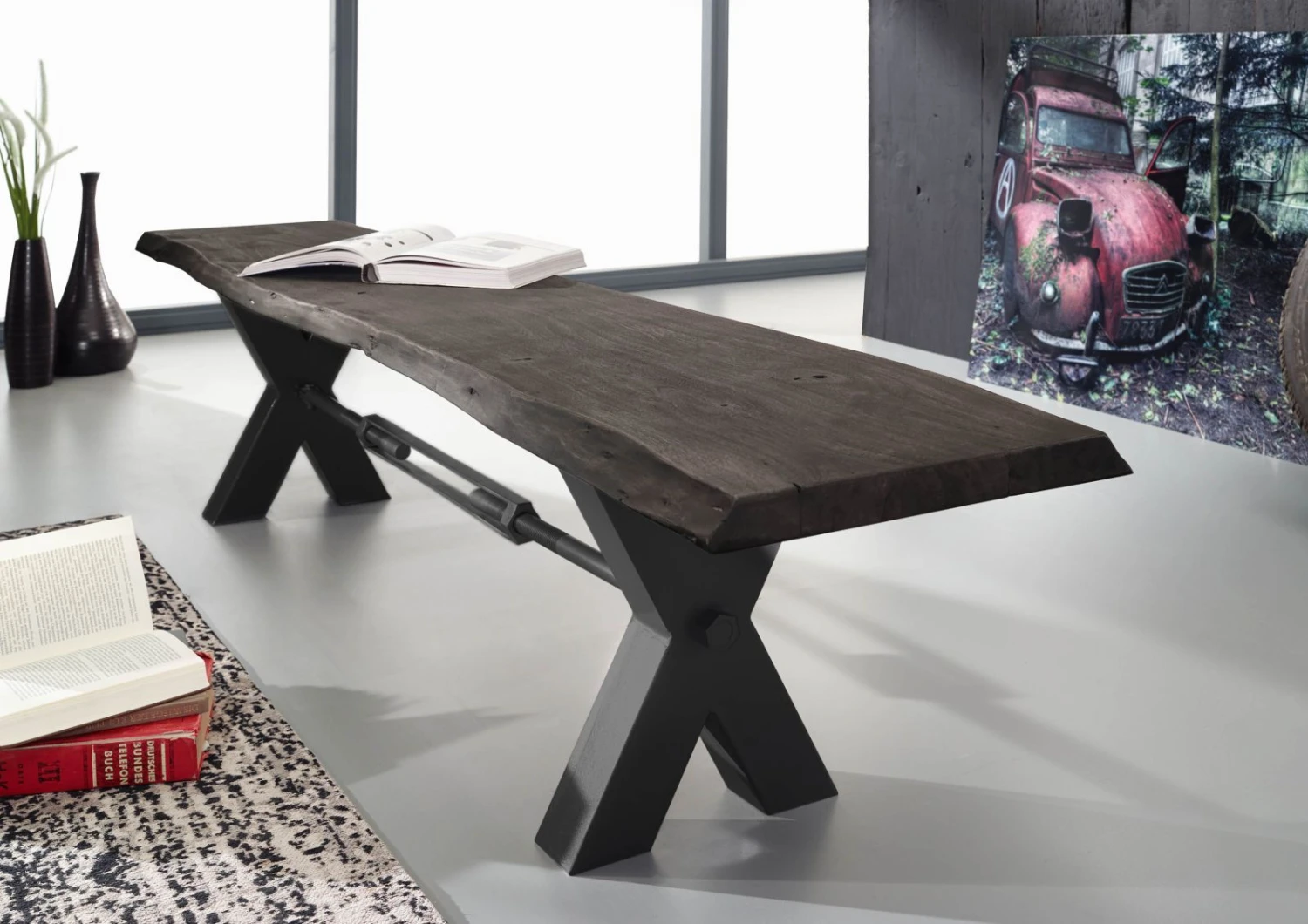 Banc 180x38 Acacia Laqué Gris Taupe IRON LABEL #146 4 Banc 180x38 Acacia Laqué Gris Taupe IRON LABEL #146 – Image 4