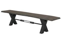 Banc 200x38 Acacia Laqué Gris Taupe IRON LABEL #147 -Massivmoebel24 09 128 820 0046 9