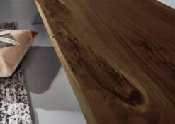 Banc 220x38cm - Bois D'acacia Laqué (Brun/Gris) - IRON LABEL #153 -Massivmoebel24 09 128 820 0051 5