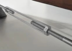 Banc 200x38cm - Bois D'acacia Laqué (Brun/Gris) - IRON LABEL #152 -Massivmoebel24 09 128 820 0051 6 1