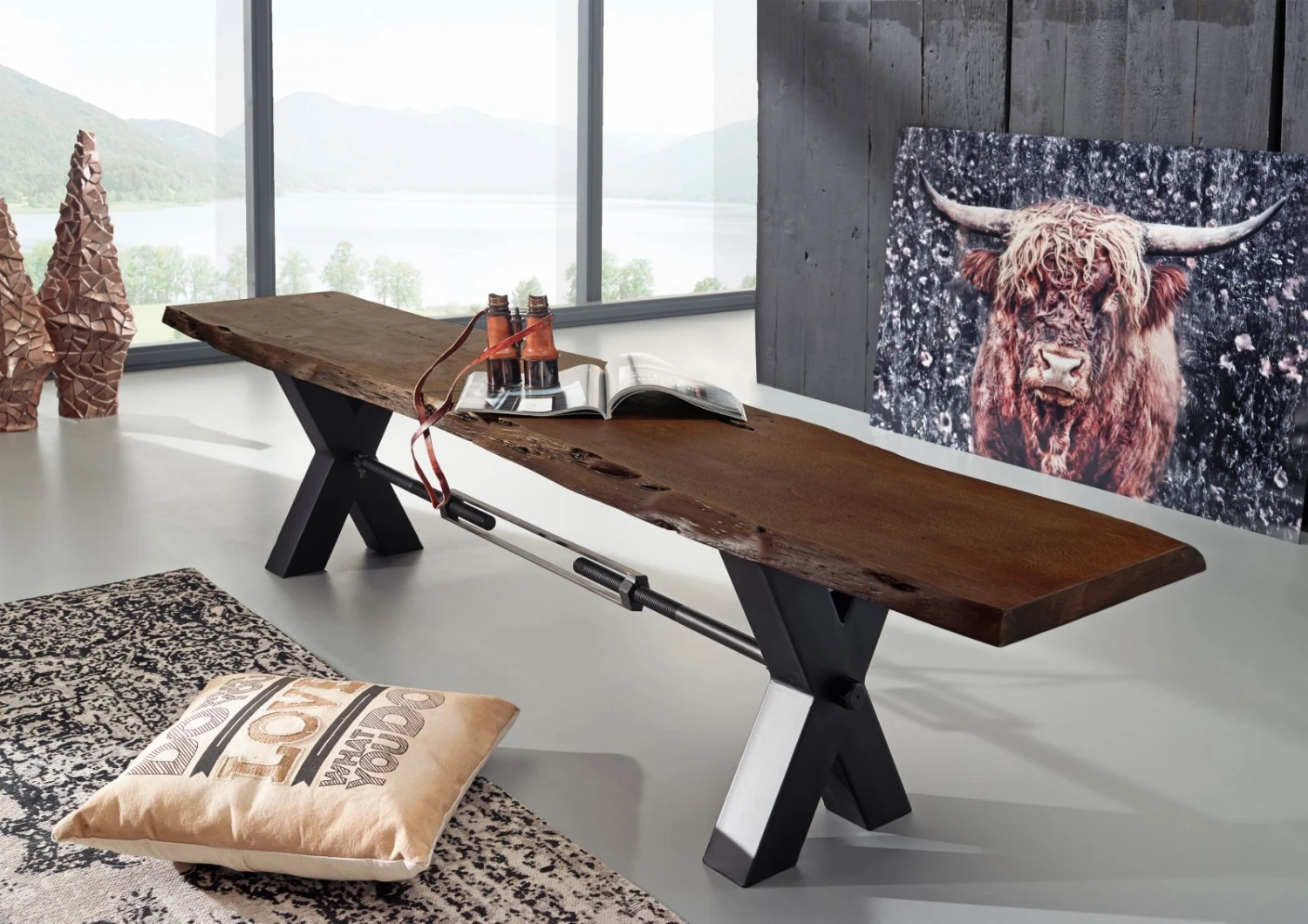 Banc 180x38 Acacia Laqué Brun IRON LABEL #156 1 Banc 180x38 Acacia Laqué Brun IRON LABEL #156