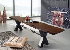 Banc 220x38 Acacia Laqué Brun IRON LABEL #158