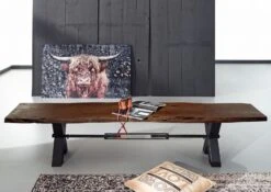 Banc 220x38 Acacia Laqué Brun IRON LABEL #158 12 Banc 220x38 Acacia Laqué Brun IRON LABEL #158 -Massivmoebel24 09 128 820 0056 3