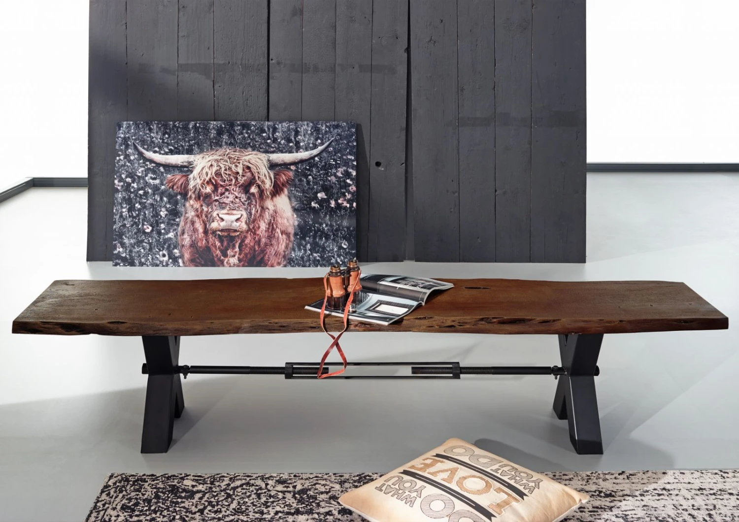 Banc 220x38 Acacia Laqué Brun IRON LABEL #158 3 Banc 220x38 Acacia Laqué Brun IRON LABEL #158 – Image 3