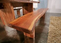 Banc 195x38 Acacia Laqué Noisette FREEFORM #108 -Massivmoebel24 09 129 814 0108 10