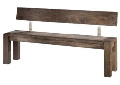 Banc Avec Dossier 200x35 Palissandre Huilé Gris Taupe NATURE GREY #703 -Massivmoebel24 09 130 550 1033 9 1