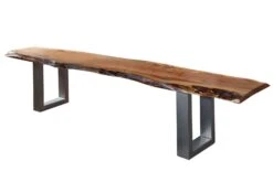 Banc 220x38 Acacia Laqué Noisette FREEFORM #08 -Massivmoebel24 09 130 819 0007 9