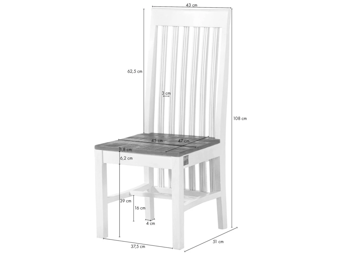 Chaise Manguier 45x54x108 Laqué Blanc TOULOUSE #113 7 Chaise Manguier 45x54x108 Laqué Blanc TOULOUSE #113 – Image 7