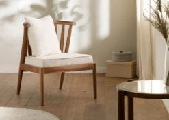 Chaise Rembourrée Acacia 64x70x75 Naturel Laqué KOPENHAGEN #105