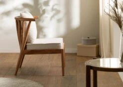 Chaise Rembourrée Acacia 64x70x75 Naturel Laqué KOPENHAGEN #105 -Massivmoebel24 09 151 493 1005 04