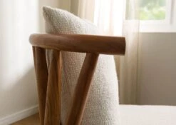 Chaise Rembourrée Acacia 64x70x75 Naturel Laqué KOPENHAGEN #105 -Massivmoebel24 09 151 493 1005 07