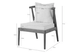 Chaise Rembourrée Acacia 64x70x75 Naturel Laqué KOPENHAGEN #105 -Massivmoebel24 09 151 493 1005 08