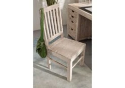 Chaise 45x45 Acacia Blanchi Blanc Set 2 NATURE WHITE #121 -Massivmoebel24 09 151 552 0021 2 3