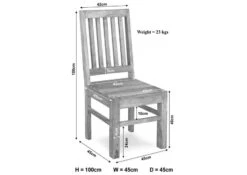 Chaise 45x45 Acacia Blanchi Blanc Set 2 NATURE WHITE #121 -Massivmoebel24 09 151 552 0021 8