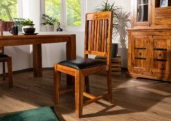 Chaise Rembourée 48x51x100 Acacia Laqué Miel Set 2 OXFORD #015