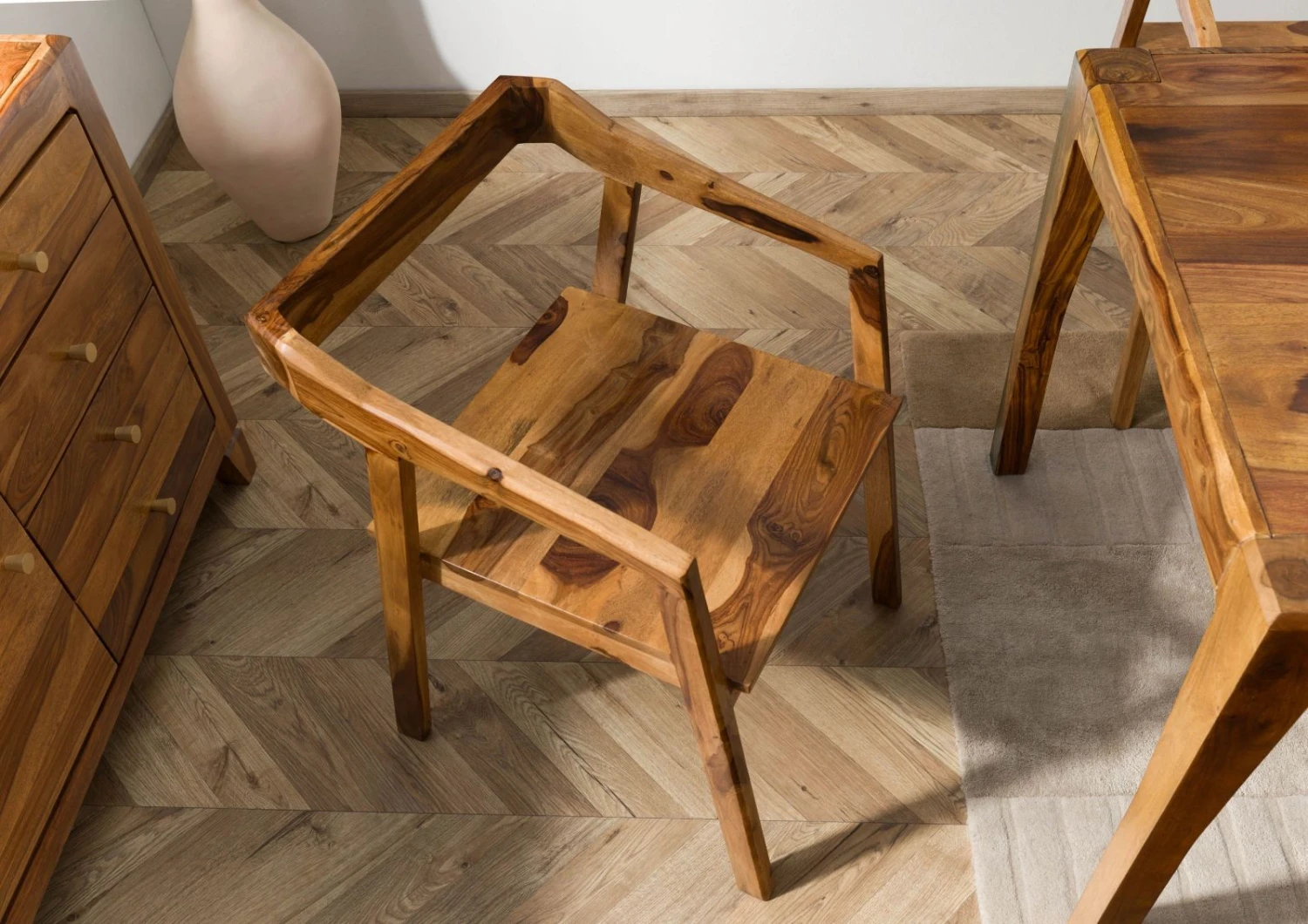 ANCONA #100 Chaise En Bois De Sheesham - Laqué / Brun 45x51x76 2 ANCONA #100 Chaise En Bois De Sheesham - Laqué / Brun 45x51x76 – Image 2